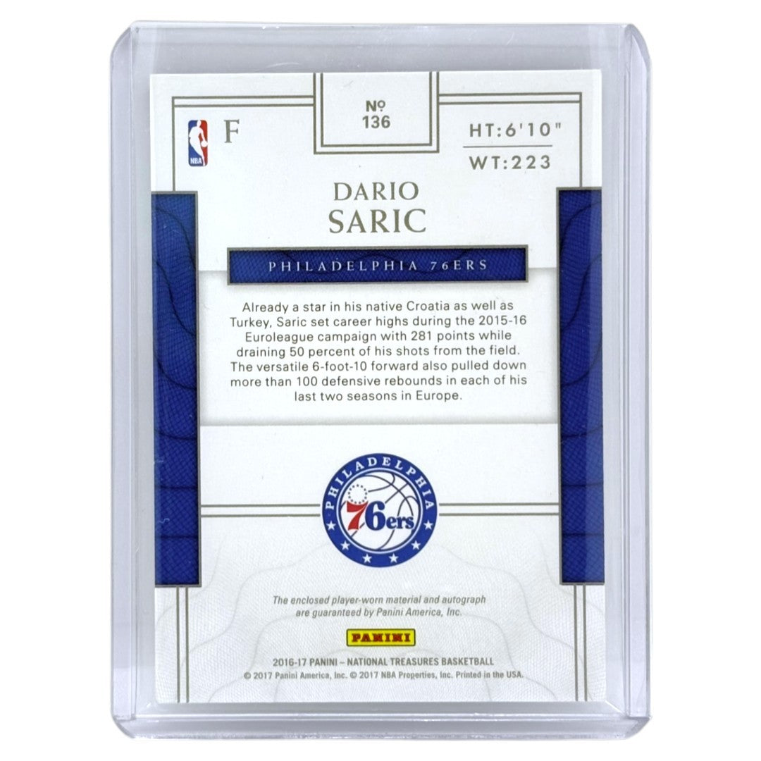 PANINI NBAカード NATIONAL TREASURES DARIO SARIC PHILADELPHIA 76ERS /99 #136 中古 IT1