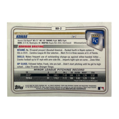 TOPPS MLBカード BOWMAN CHROME JACKSON KOWAR KANSAS CITY ROYALS /99 #BD-2 中古 IT2