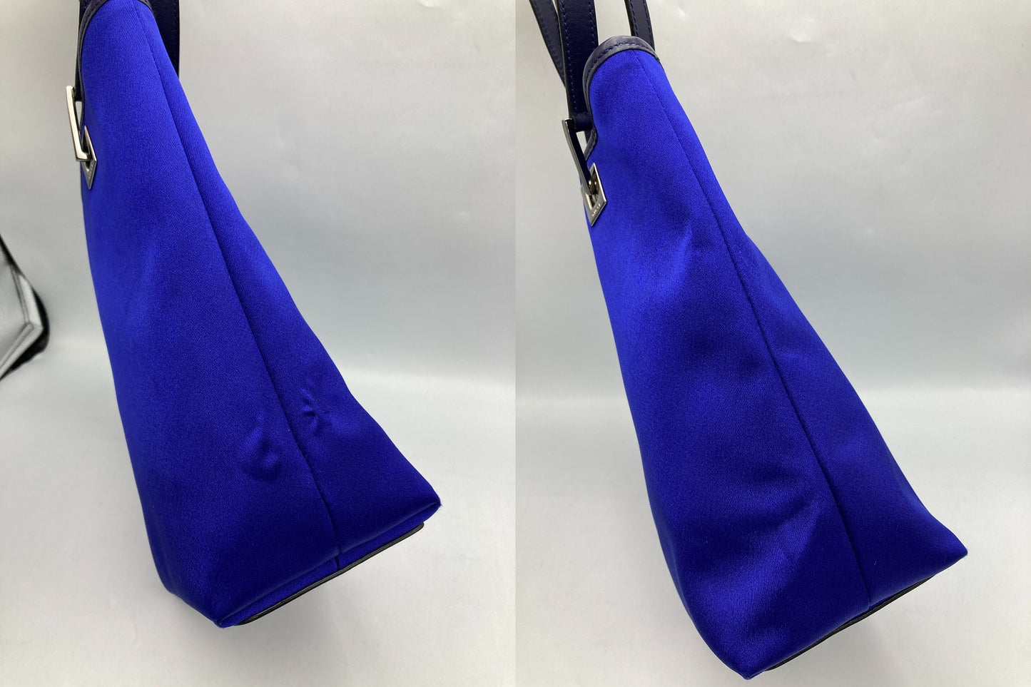 GUCCI グッチ サテン トートバッグ 002・1099 ブルー 中古 D4