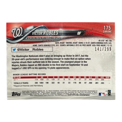 TOPPS MLBカード CHROME VICTOR ROBLES WASHINGTON NATIONALS /299 #175 中古 IT2
