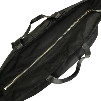 PRADA プラダ トートバッグ レディース リボン ロゴ ナイロン レザーハンドル 三角プレート A4収納可 ブラック 中古 T1