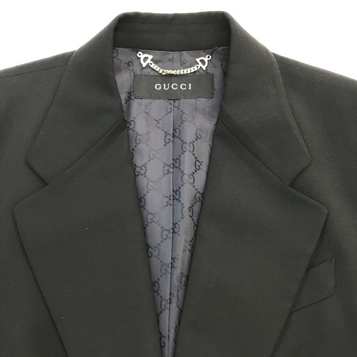 GUCCI グッチ テーラードジャケット レディース ウール シングルブレスト チェンジポケット チャコールグレー 中古 T1