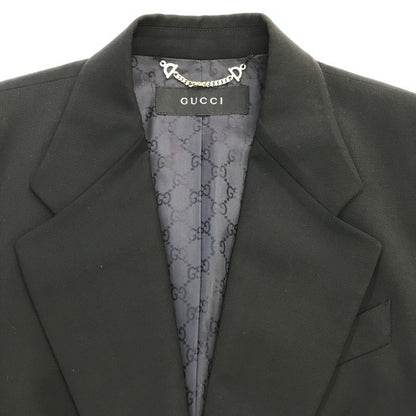 GUCCI グッチ テーラードジャケット レディース ウール シングルブレスト チェンジポケット チャコールグレー 中古 T1