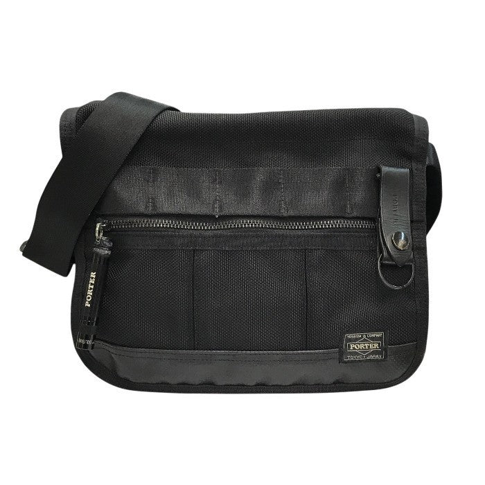 PORTER ポーター ヒート ショルダーバッグ ユニセックス ナイロン HEAT フラップ 斜め掛け コンパクト ブラック 703-06974 中古 T1