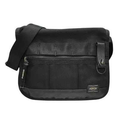 PORTER ポーター ヒート ショルダーバッグ ユニセックス ナイロン HEAT フラップ 斜め掛け コンパクト ブラック 703-06974 中古 T1