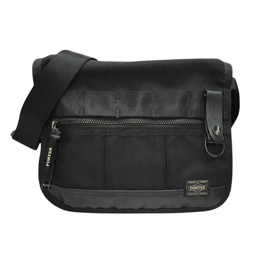 PORTER ポーター ヒート ショルダーバッグ ユニセックス ナイロン HEAT フラップ 斜め掛け コンパクト ブラック 703-06974 中古 T1
