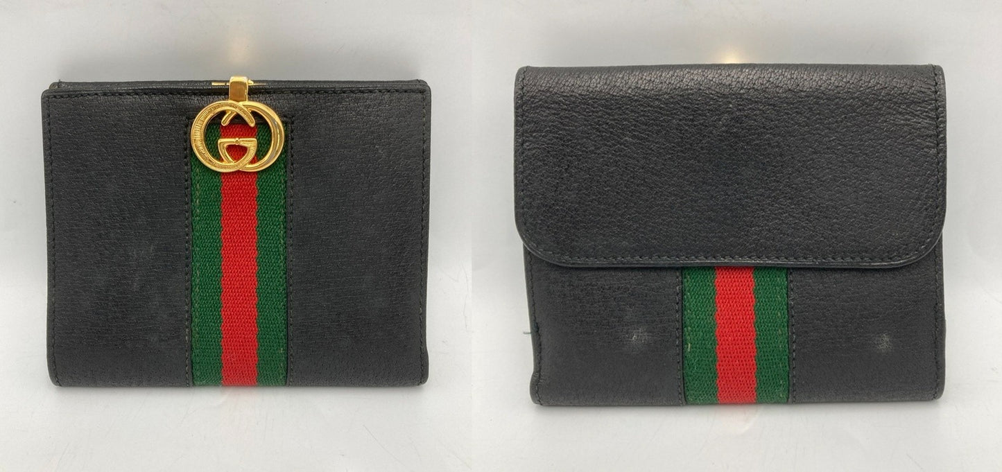 GUCCI グッチ インターロッキングG シェリーライン 2つ折り財布 中古 D4