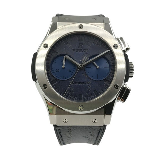 HUBLOT ウブロ クラシック フュージョン ベルルッティ スクリット 腕時計 メンズ アナログ 自動巻き クロノグラフ 日本限定100本 ブルー/シルバー 521 NX 050B VR JBER17 中古 T1