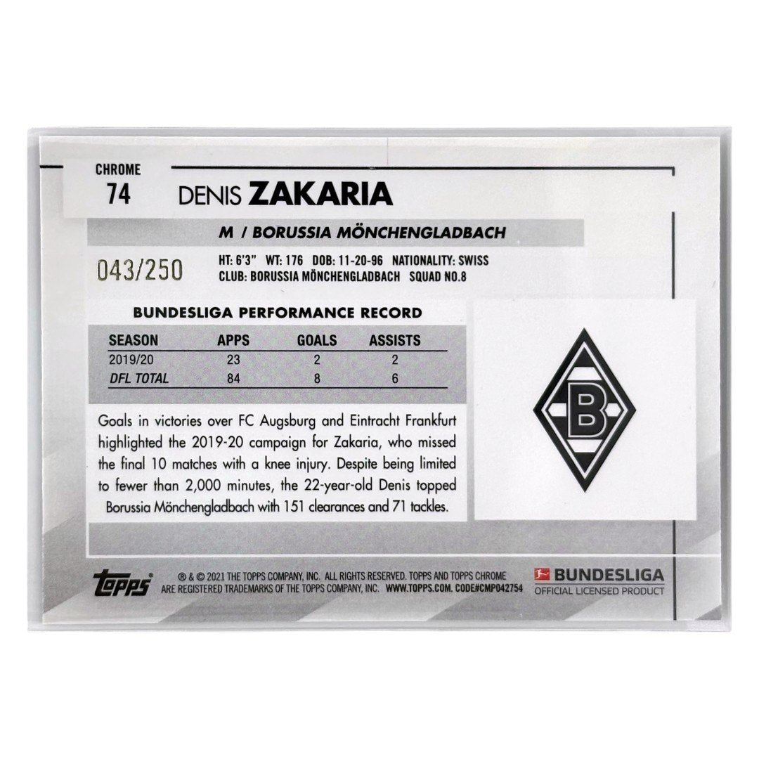 TOPPS サッカーカード CHROME DENIS ZAKARIA BORUSSIA MONCHENGLADBACH /250 #74 中古 IT1
