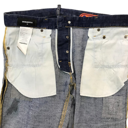 DSQUARED2 ディースクエアード デニムパンツ メンズ ジーンズ ボタンフライ ダメージ加工 インディゴブルー 48サイズ S74LB0871 S30342 中古 T1