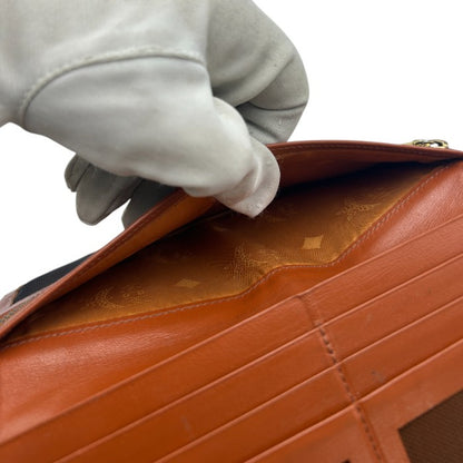 MCM モノグラム 二つ折り長財布 ブラウン 定期入れ 薄型 エムシーエム レディース メンズ ブランド 中古 W４