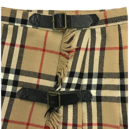 BURBERRY BLUELABEL バーバリー ブルーレーベル ラップスカート レディース ウール ミニ丈 ノバチェック プリーツ 巻きスカート ベージュ 38サイズ FXF21-851 中古 T1