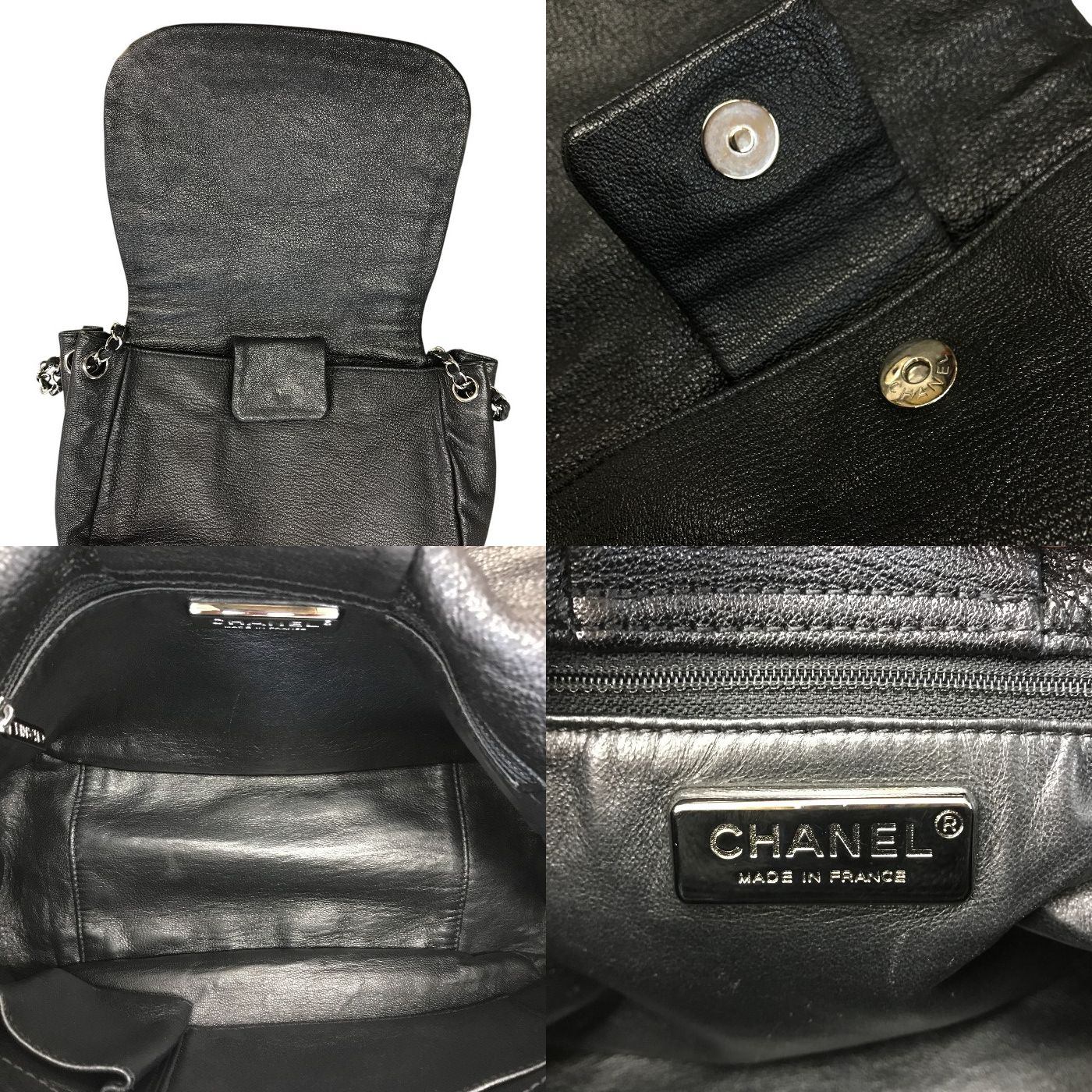 CHANEL シャネル ラグジュアリーライン ショルダーバッグ レディース レザー チェーンショルダー ココマーク シルバー金具 ブラック 中古 T1