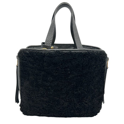 IACUCCI イアクッチ リバーシブル バッグ ブラック 鞄 レディース レザー 本革 ボア 中古 W４