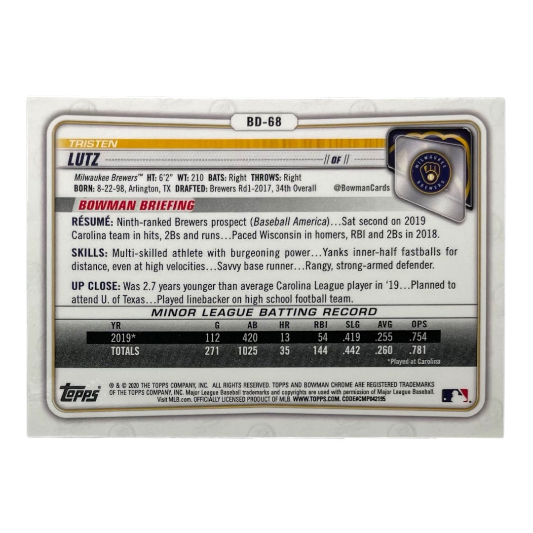 TOPPS MLBカード BOWMAN CHROME TRISTEN LUTZ MILWAUKEE BREWERS #BD-68 中古 IT2