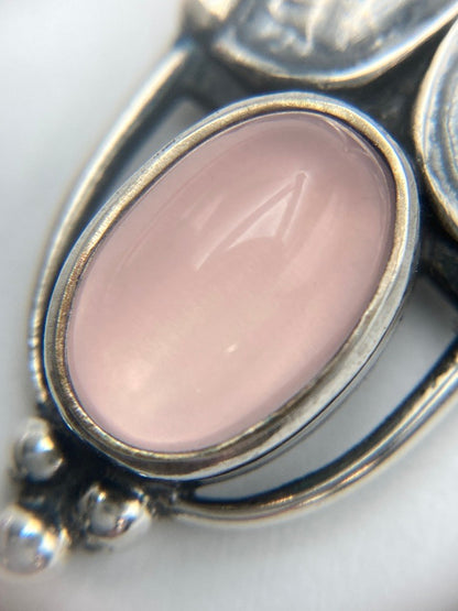 GEORG JENSEN ジョージジェンセン 2003年 ヘリテージ イヤーネックレス SV925 ローズクォーツ 中古 D4