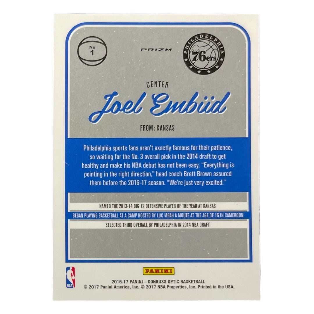 PANINI NBAカード DONRUSS OPTIC PRIZM JOEL EMBIID PHILADELPHIA 76ERS #1 中古 IT2