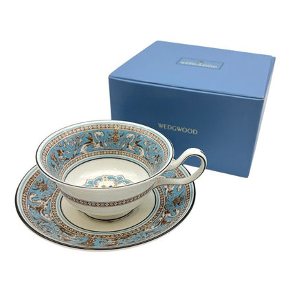 ウェッジウッド WEDGWOOD フロレンティーンターコイズ ティーカップ＆ソーサー ピオニー 洋食器 ブランド おしゃれ 1客 中古 W1