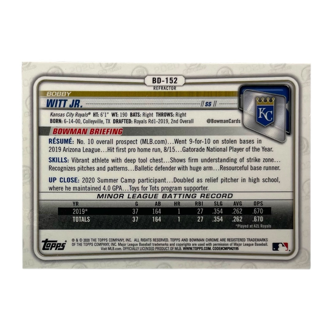TOPPS MLBカード BOWMAN CHROME BOBBY WITT JR. KANSAS CITY ROYALS #BD-152 中古 IT2