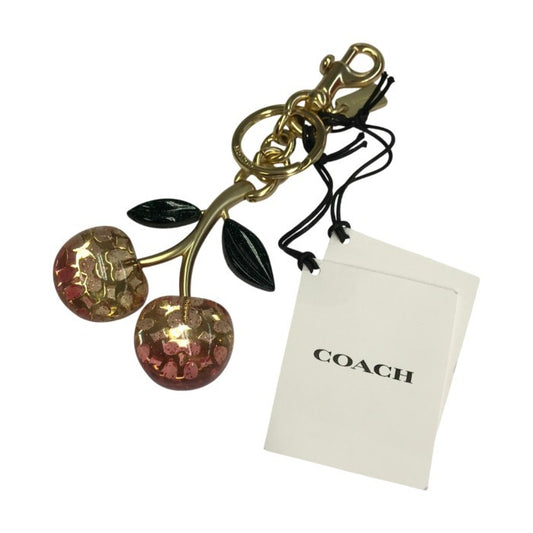 COACH コーチ シグネチャー チェリー バッグチャーム キーホルダー さくらんぼ レジン ピンク/ゴールド 88547 中古 T1