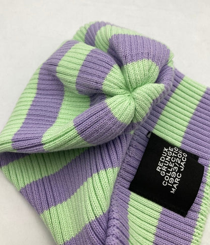 マークジェイコブス REDUX GRUNGE COLLECTION グランジコレクション ストライプ ニット帽 ミントグリーン×ラベンダー 中古 D4