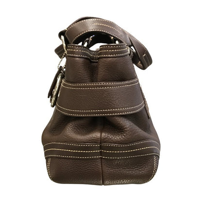 COACH コーチ ハンドバッグ レディース レザー セミショルダー ベルトデザイン ブラウン 02764 中古 T1