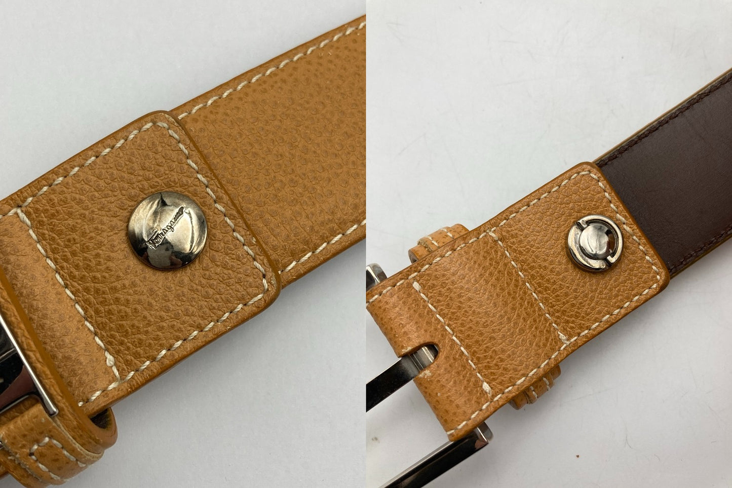 Salvatore Ferragamo サルヴァトーレフェラガモ スクエア バックルベルト 中古 D4