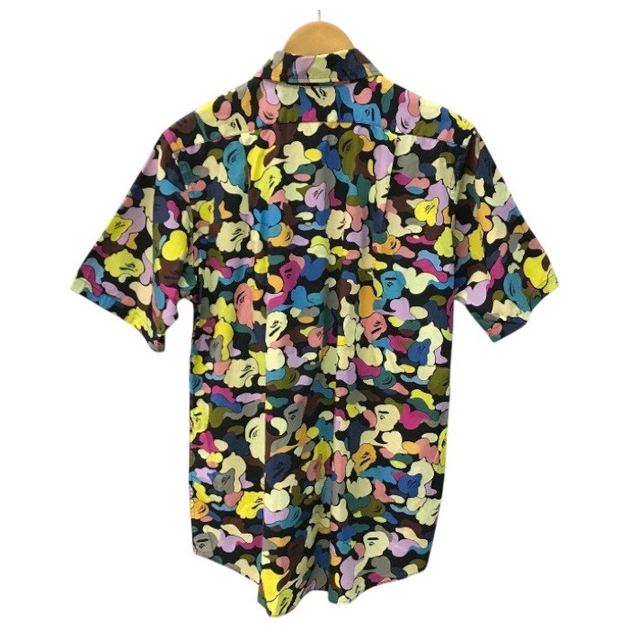 A BATHING APE アベイシングエイプ シャツ メンズ 半袖 コットン マルチカモ BAPE 総柄 迷彩 マルチカラー Lサイズ 中古 T1