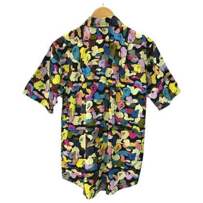 A BATHING APE アベイシングエイプ シャツ メンズ 半袖 コットン マルチカモ BAPE 総柄 迷彩 マルチカラー Lサイズ 中古 T1