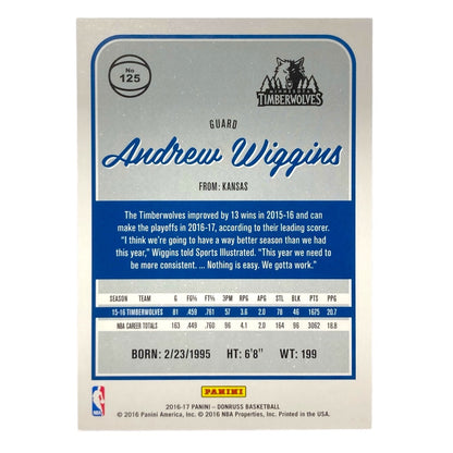 PANINI NBAカード DONRUSS PRESS PROOF ANDREW WIGGINS TIMBERWOLVES 087/299 #125 中古 IT2