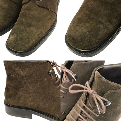 GUCCI グッチ レースアップブーツ メンズ スウェード チャッカ スクエアトゥ ダークブラウン 41サイズ 114 1760 中古 T1