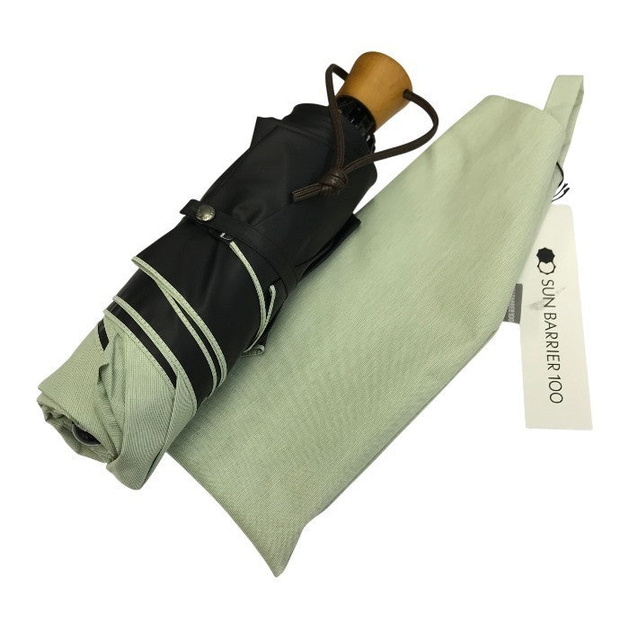 サンバリア100 折りたたみ日傘 完全遮光 3段折 SUN BARRIER 無地 パステルカラー グリーン 中古 T1