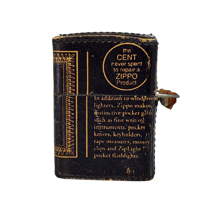 ZIPPO ジッポー オイルライター 革巻き レザー GUARANTEE 保証書 ブラック/シルバー 中古 T1