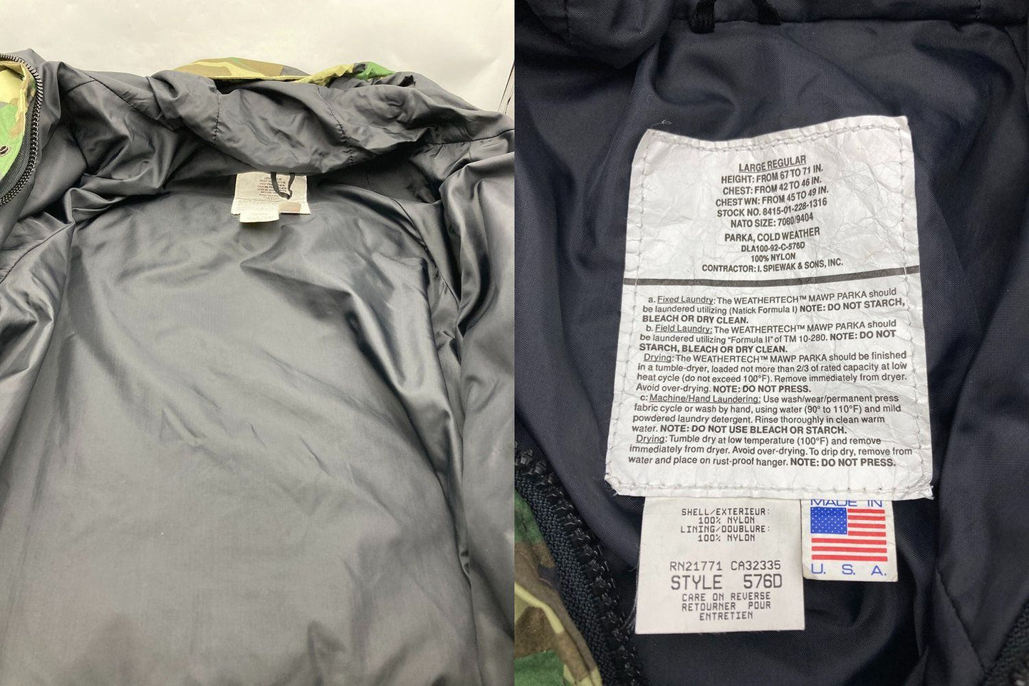 SPIEWAK スピワック コールドウェザーパーカー 576D カモフラージュ ラージサイズ 中古 D4