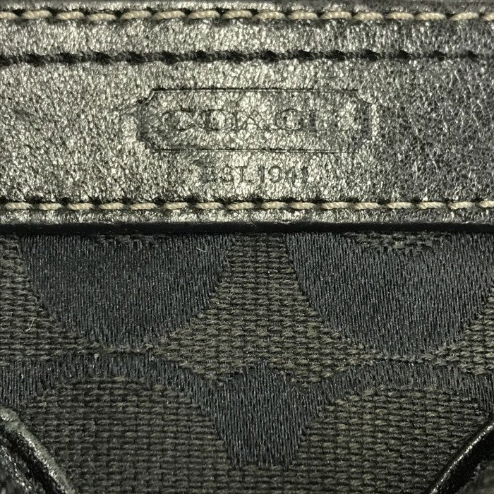COACH コーチ シグネチャー ショルダーバッグ レディース キャンバス/レザー ミニサイズ セミショルダー 斜め掛け不可 ブラック 中古 T1