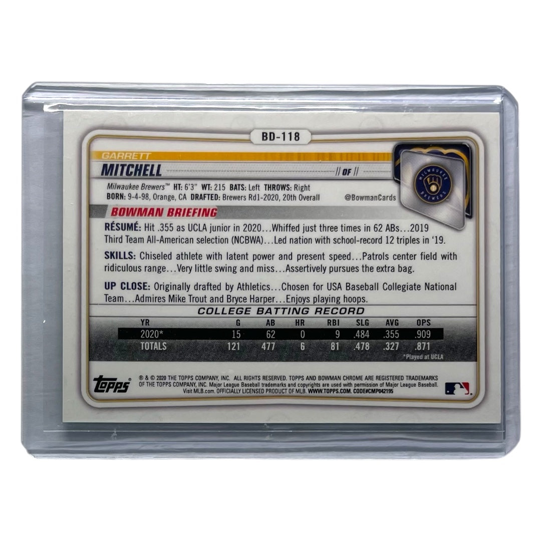 TOPPS MLBカード BOWMAN CHROME 1ST GARRETT MITCHELL MILWAUKEE BREWERS /99 #BD-118 中古 IT2