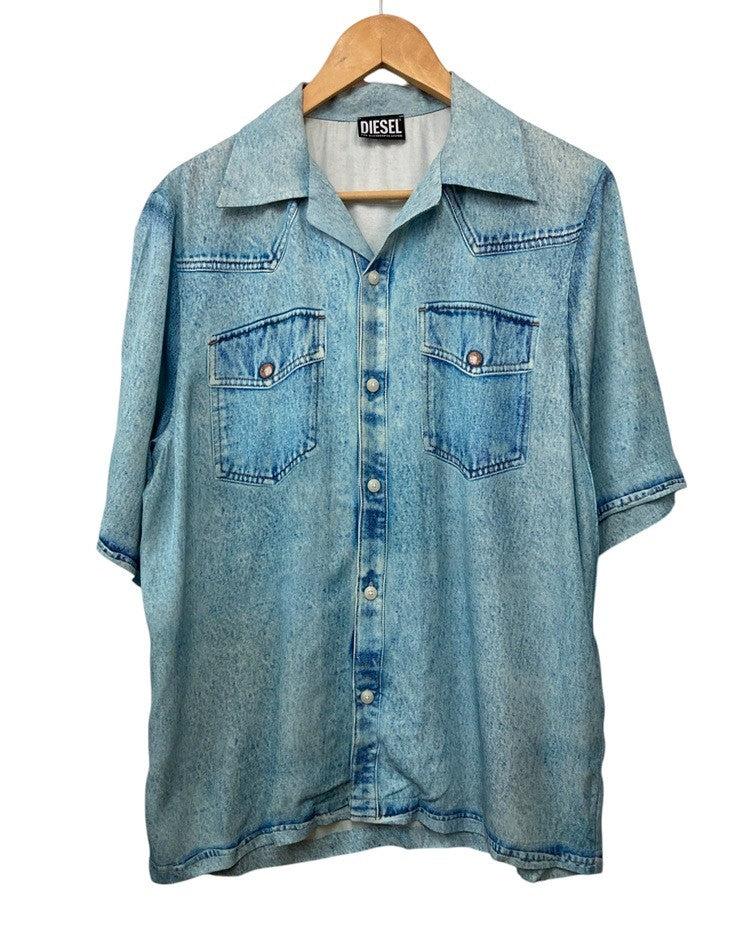 DIESEL ディーゼル 転写プリント 半袖シャツ レーヨン サイズ46 メンズ 中古 D4