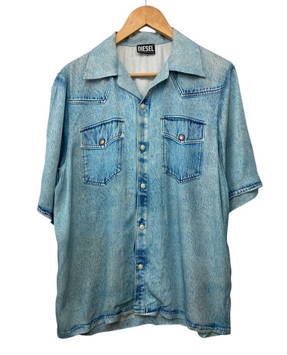 DIESEL ディーゼル 転写プリント 半袖シャツ レーヨン サイズ46 メンズ 中古 D4