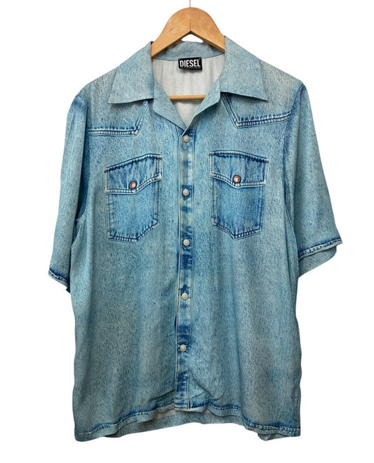 DIESEL ディーゼル 転写プリント 半袖シャツ レーヨン サイズ46 メンズ 中古 D4