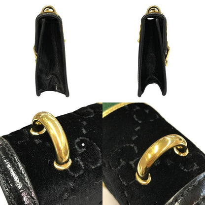 GUCCI グッチ シルヴィ ショルダーバッグ レディース ベロア GG柄 ゴールドチェーン 斜め掛け シェリー ブラック 524405 493075 中古 T1
