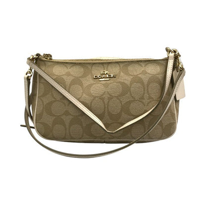 COACH コーチ ショルダーバッグ レディース PVC シグネチャー 2way ハンドバッグ ポーチ ベージュ F58321 中古 T1