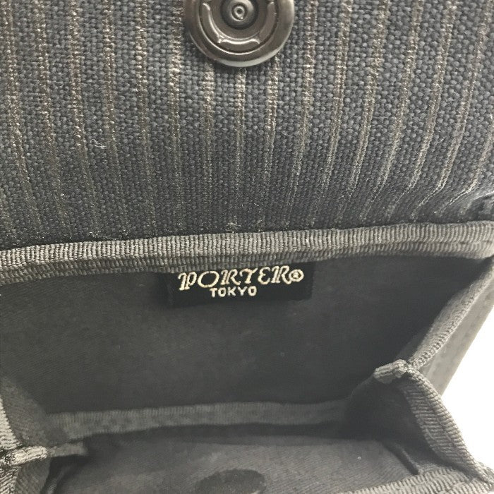 PORTER ポーター ドローイング ウォレット メンズ 2つ折り 財布 ストライプ DRAWING 帆布 ブラック 650-08615 中古 T1