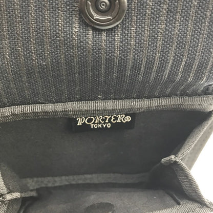 PORTER ポーター ドローイング ウォレット メンズ 2つ折り 財布 ストライプ DRAWING 帆布 ブラック 650-08615 中古 T1
