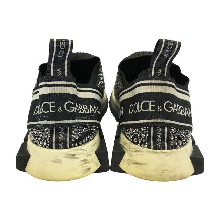 DOLCE & GABBANA ドルチェ＆ガッバーナ ソレント スニーカー メンズ ローカット ラインストーン スリッポン ブラック/ホワイト 43サイズ CS1724AZ1831 中古 T1