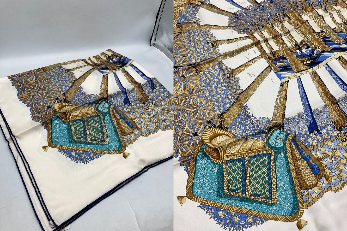 HERMES エルメス カレ90 OMBRES ET LUMIERES 影と光 シルクスカーフ 中古 D4