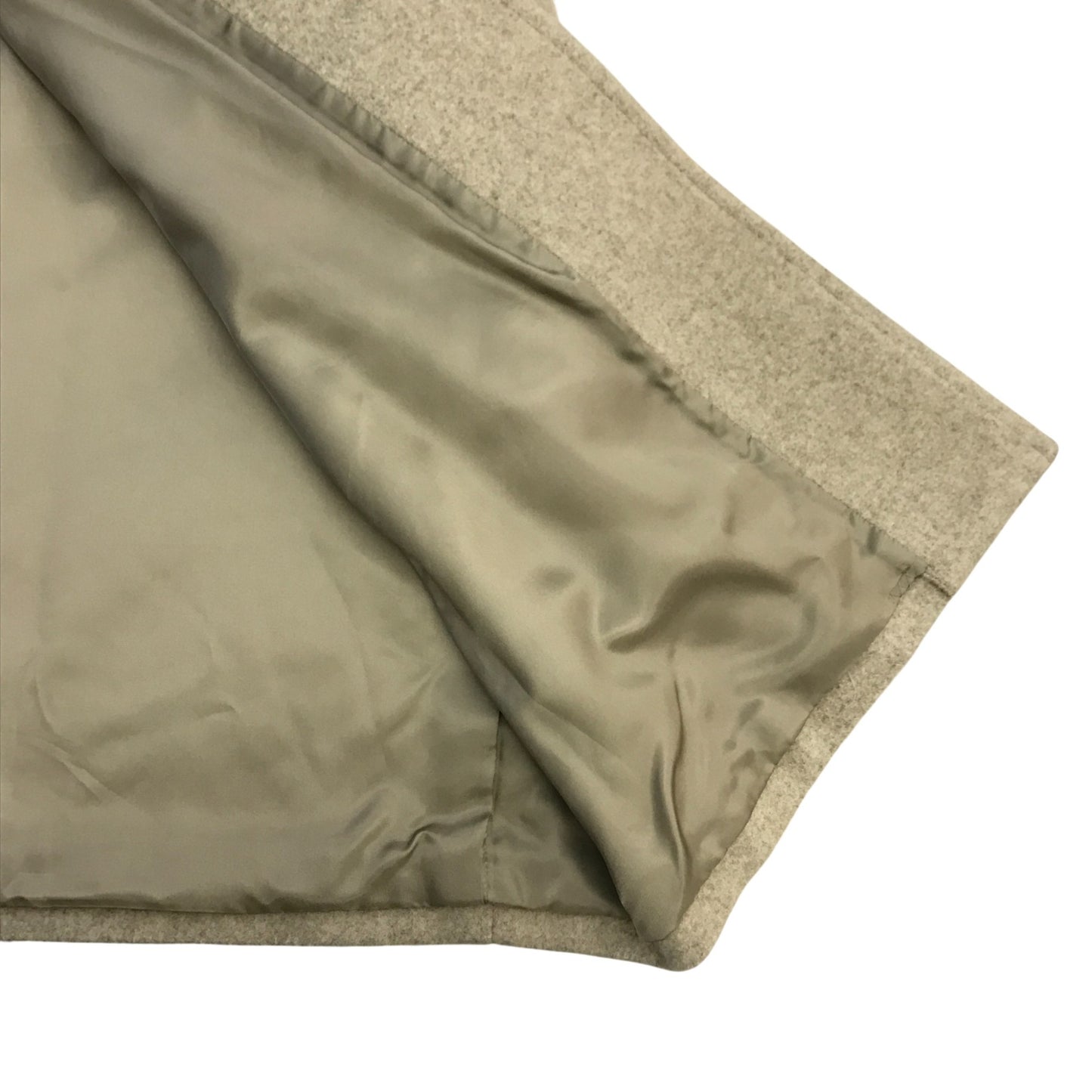 オオカミとフクロウ ノーカラーコート レディース 冬 ウール ロング ベルト 裏地あり ベージュ portom21152 中古 T1