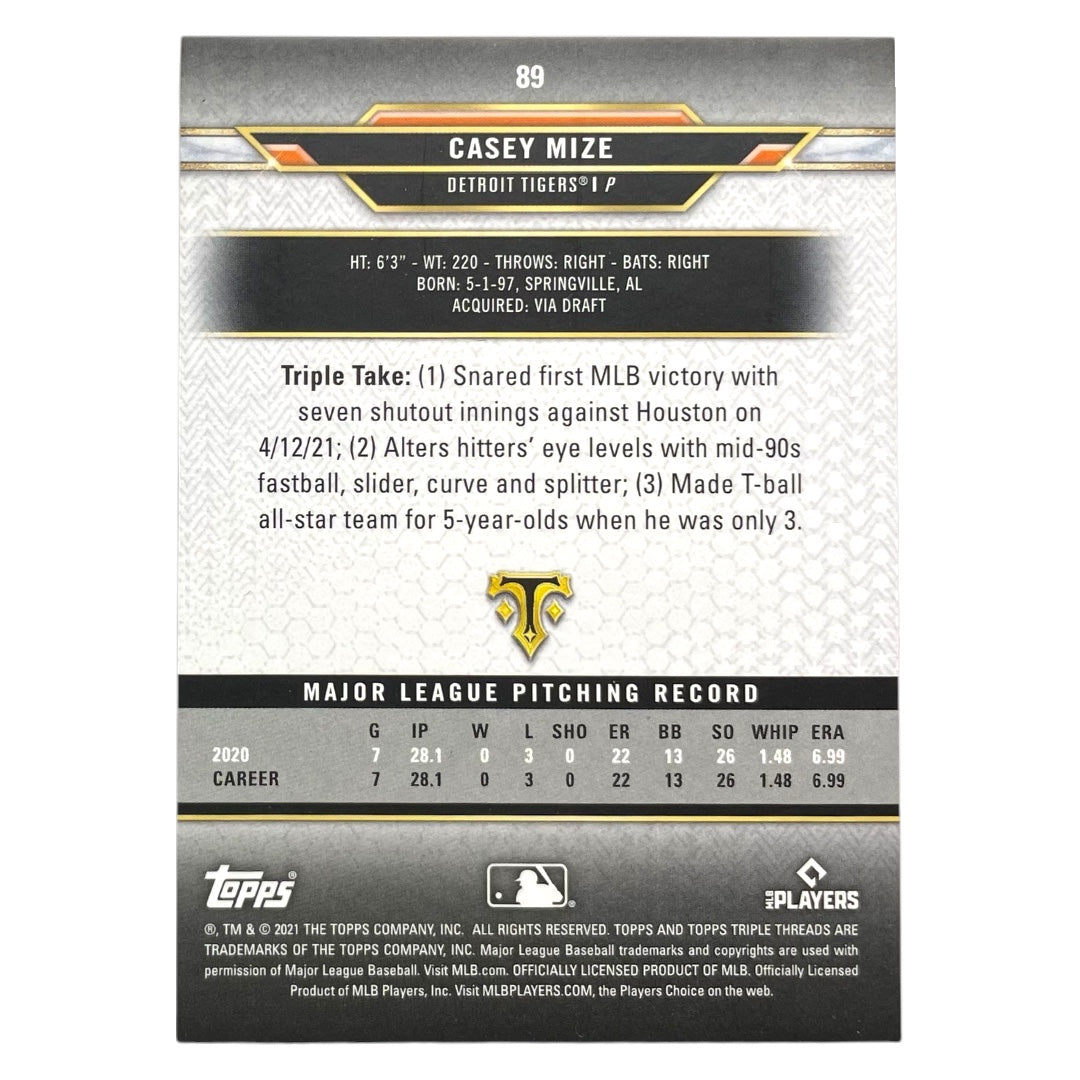 TOPPS MLBカード TRIPLE THREADS CASEY MIZE DETROIT TIGERS /125 #89 中古 IT2