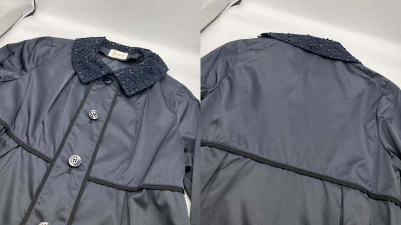 Harrods ハロッズ 花柄レース ステンカラーコート 13104081 ネイビー 中古 D4