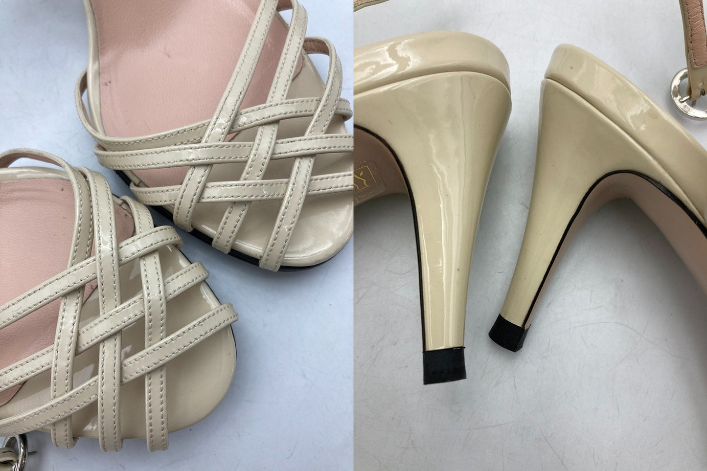 GUCCI グッチ パテントレザー アンクルストラップ サンダル サイズ35 1/2 レディース 中古 D4