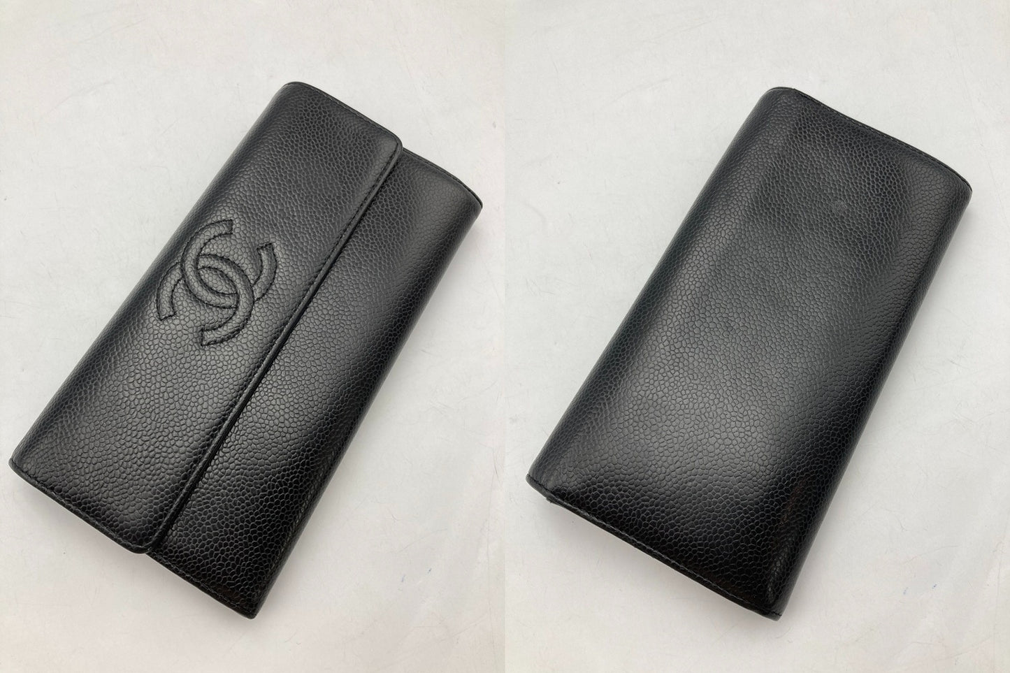 CHANEL シャネル キャビアスキン ココマーク 長財布 ブラック 中古 D4